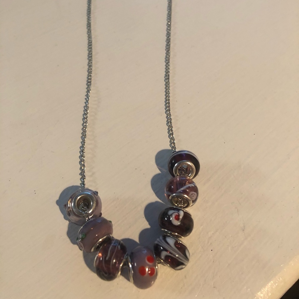 Purple glass beads women’s necklace